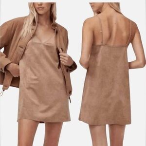 Aritzia Wilfred Free women's Vivienne camel suede sleeveless mini dress size S